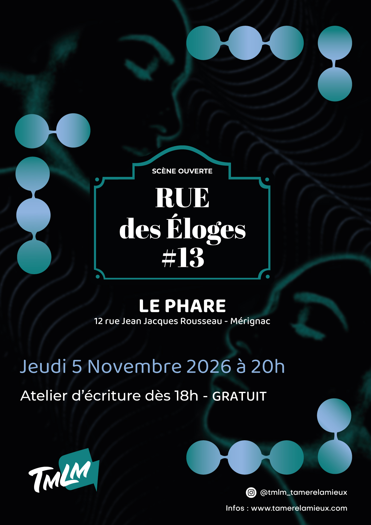 Affiche rue des éloges 13 à mérignac novembre 2026